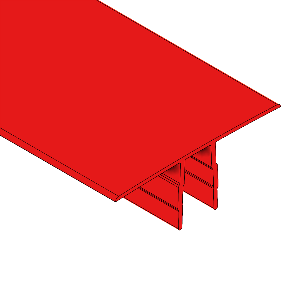 61-090-6 MODULAR SOLUTIONS PVC COVER PROFILE RED 40MM, 8 FOOT LENGTH
